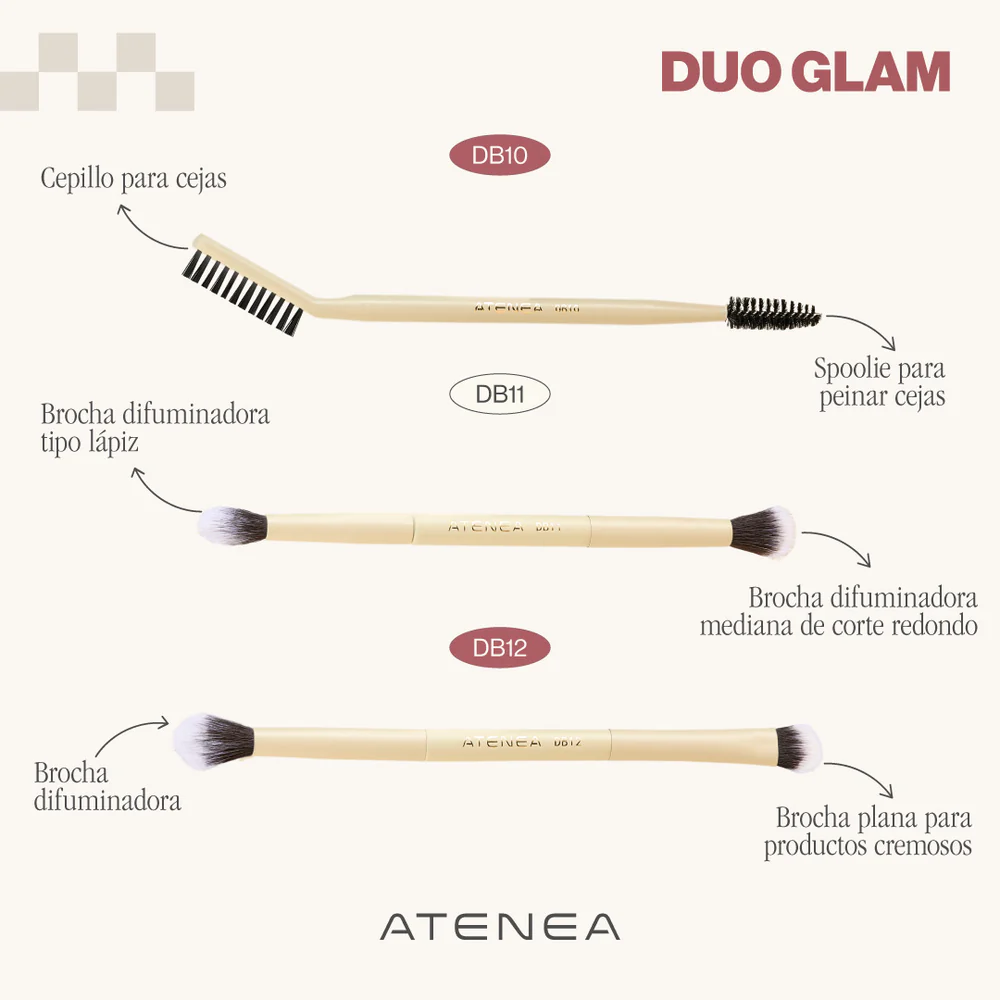 BROCHA DUO PLANA CREMA Y DIFUMINADORA