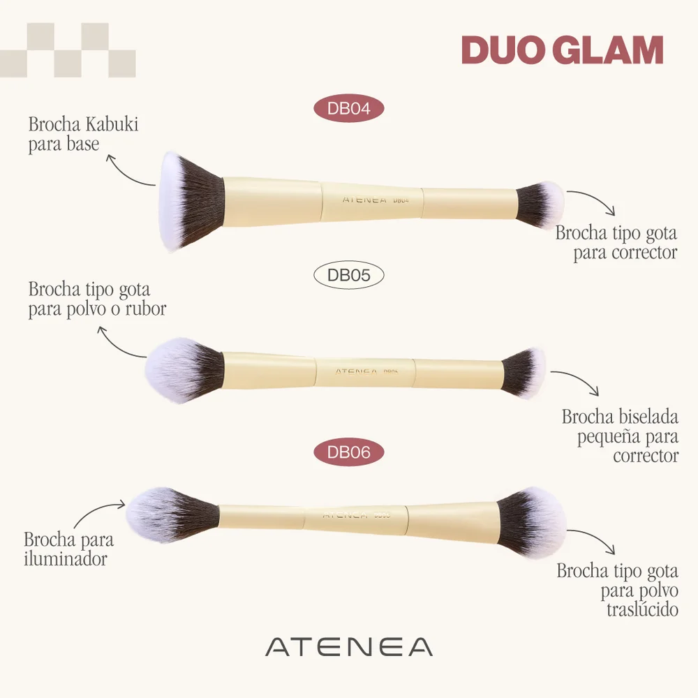 BROCHA DUO GLAM 06 PARA ILUMINADOR Y POLVO SUELTO